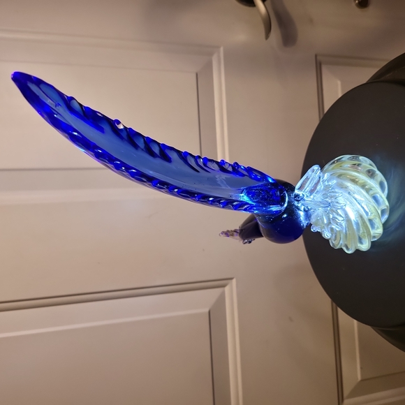Mid-Century Murano Blown Glass Blue and Gold Pheasant 12" - Picture 4 of 13